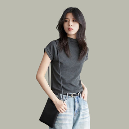 ハーフハイネック スリムフィット Tシャツ