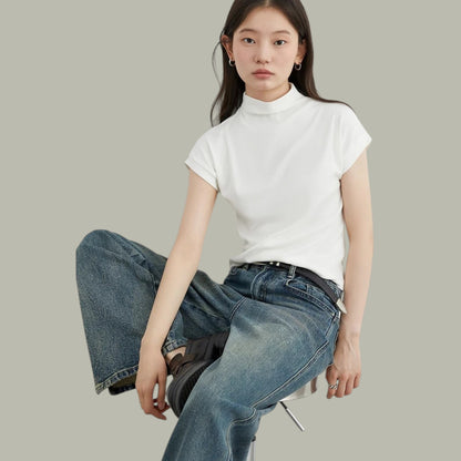 ハーフハイネック スリムフィット Tシャツ