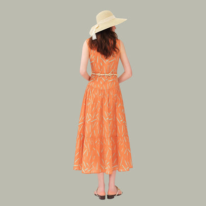 テラコッタ ロングワンピース　上品・夏