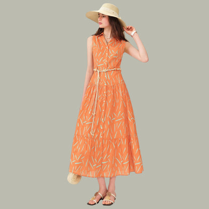 テラコッタ ロングワンピース　上品・夏